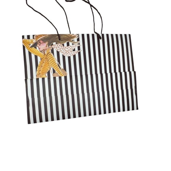 NEW Henri Bendel Large Shopping bag iconic centennial brown white stripes - Picture 3 of 4